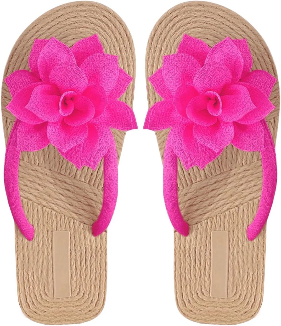 OYOANGLE Women's Applique Decor Open Toe Flip Flop Sandals Casual Outdoor Flat Slippers
