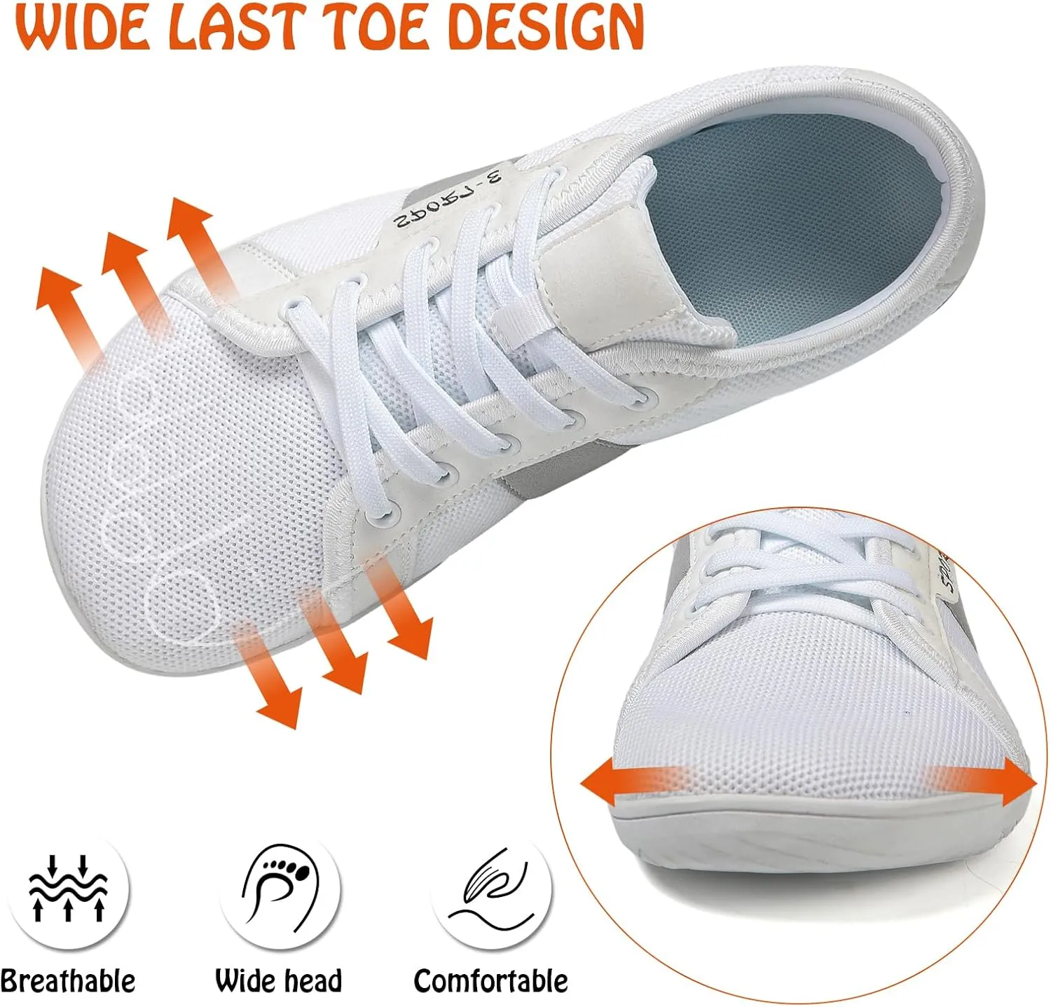 Padgene Wide Barefoot Minimalist Shoes for Women Men | Zero Drop Sole | Width Fashion Sneaker Wide Toe Box Cross-Trainer Lightweight Walking Casual Comfortable Running Shoes