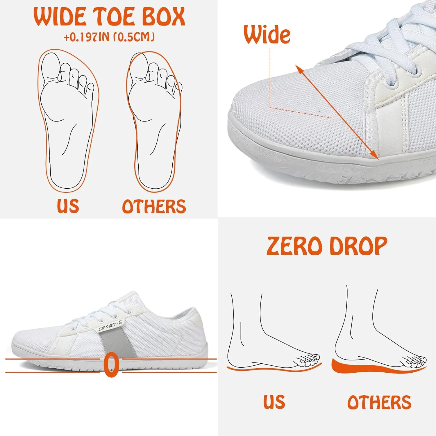 Padgene Wide Barefoot Minimalist Shoes for Women Men | Zero Drop Sole | Width Fashion Sneaker Wide Toe Box Cross-Trainer Lightweight Walking Casual Comfortable Running Shoes
