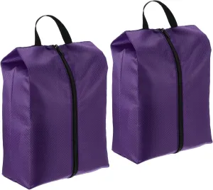 PATIKIL Shoe Bags for Travel, 2 Pack Portable Nylon Shoe Bag with Zipper Waterproof Shoe Storage Organizer for Travel Outdoor, Purple