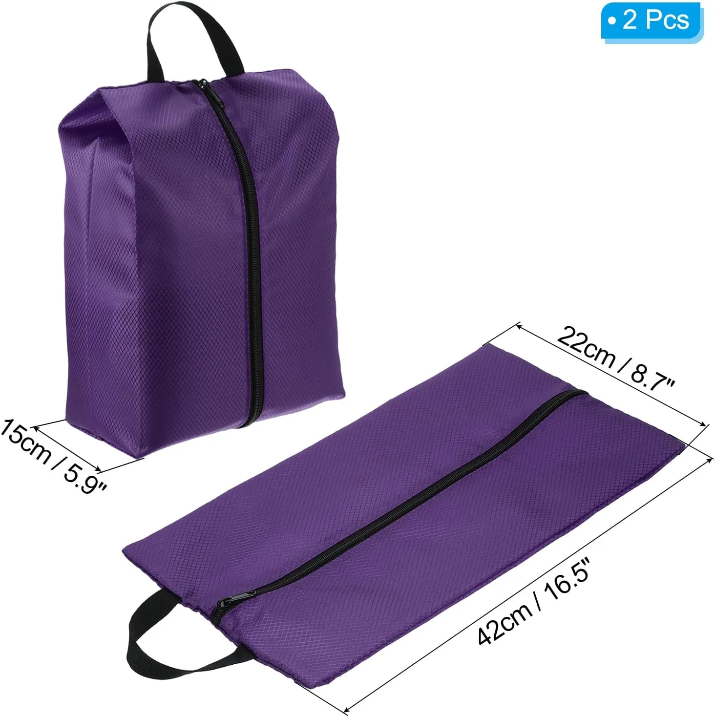 PATIKIL Shoe Bags for Travel, 2 Pack Portable Nylon Shoe Bag with Zipper Waterproof Shoe Storage Organizer for Travel Outdoor, Purple