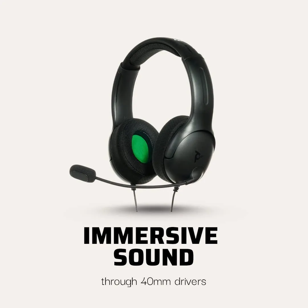 PDP Gaming AIRLITE Xbox Headset with Noise-Cancelling Microphone, Licensed Microsoft Series X|S, Xbox One Accessories, PC/Windows 10/11, Lightweight Wired Power Stereo headphones - Black