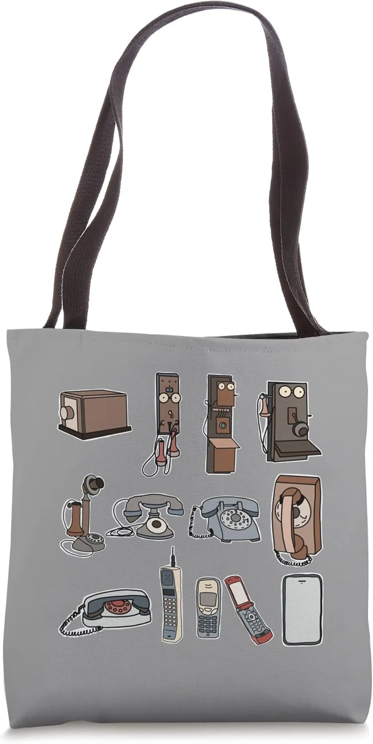 Phones Through the Years Vintage Retro History to Recent Tote Bag