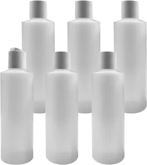 Pinnacle Mercantile 6-Pack Plastic Squeeze Bottles Flip Top 8 oz Refillable Travel Shampoo Soap Lotion Conditioner Made in USA