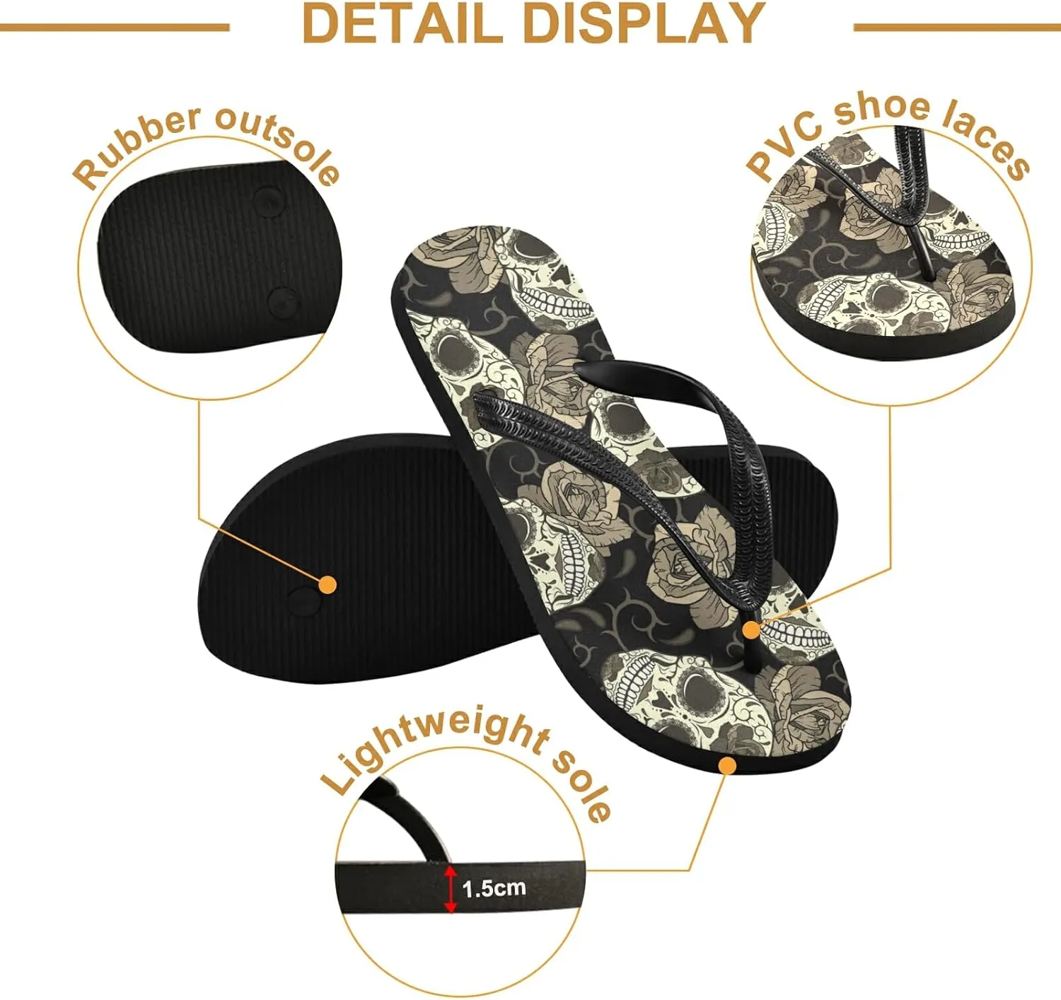 Poeticcity Flip Sandal Men Women Flip Flops for Hotel Spa Home Slippers Bedroom Travel S-XXL