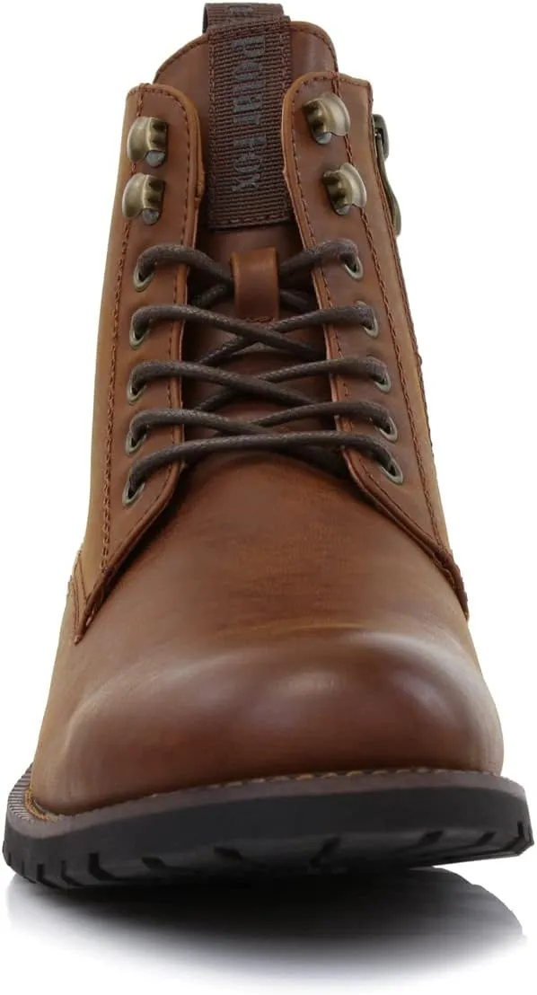 Polar Fox Knoxville MPX806068 Mens Casual Work Laced Classic Motorcycle Combat Zipper Boots