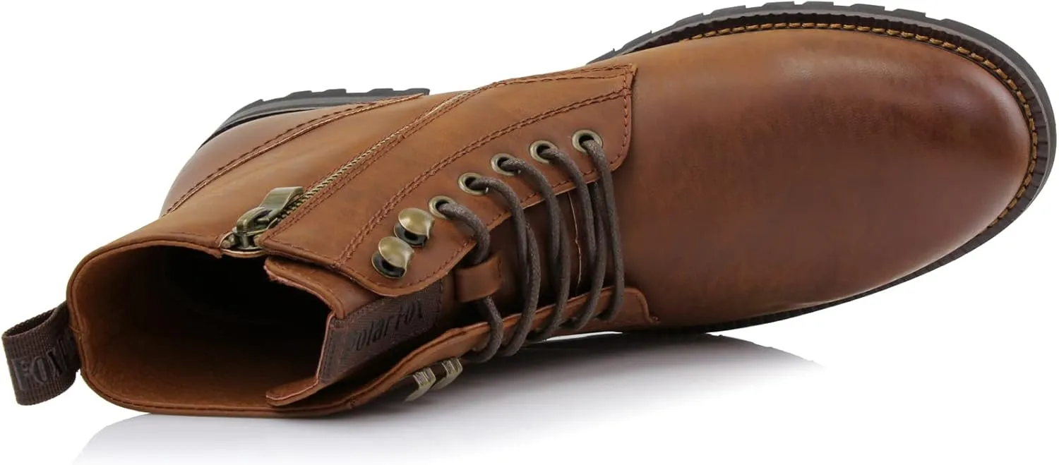 Polar Fox Knoxville MPX806068 Mens Casual Work Laced Classic Motorcycle Combat Zipper Boots