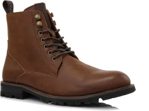 Polar Fox Knoxville MPX806068 Mens Casual Work Laced Classic Motorcycle Combat Zipper Boots