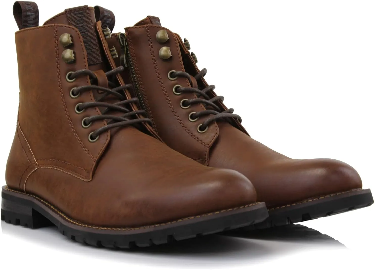 Polar Fox Knoxville MPX806068 Mens Casual Work Laced Classic Motorcycle Combat Zipper Boots
