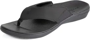 PowerStep Men's Arch Support Orthotic Flip Flop Sandals with Shock Absorbing Sole, Lightweight Non-Slip Tread, Black, 11