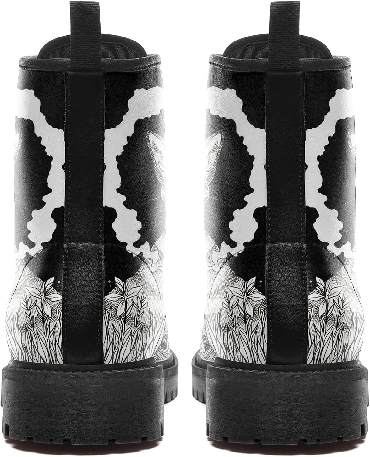 Punk Combat Boots, Stylish Motorcycle Booties for Men & Women, Waterproof Work Boot with Artistic Design