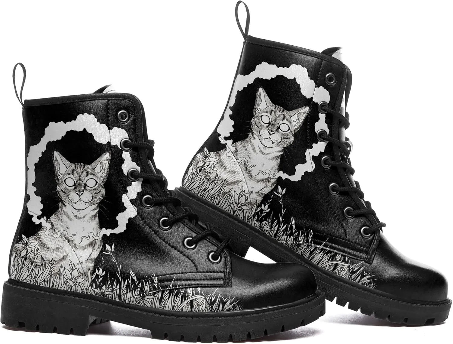 Punk Combat Boots, Stylish Motorcycle Booties for Men & Women, Waterproof Work Boot with Artistic Design