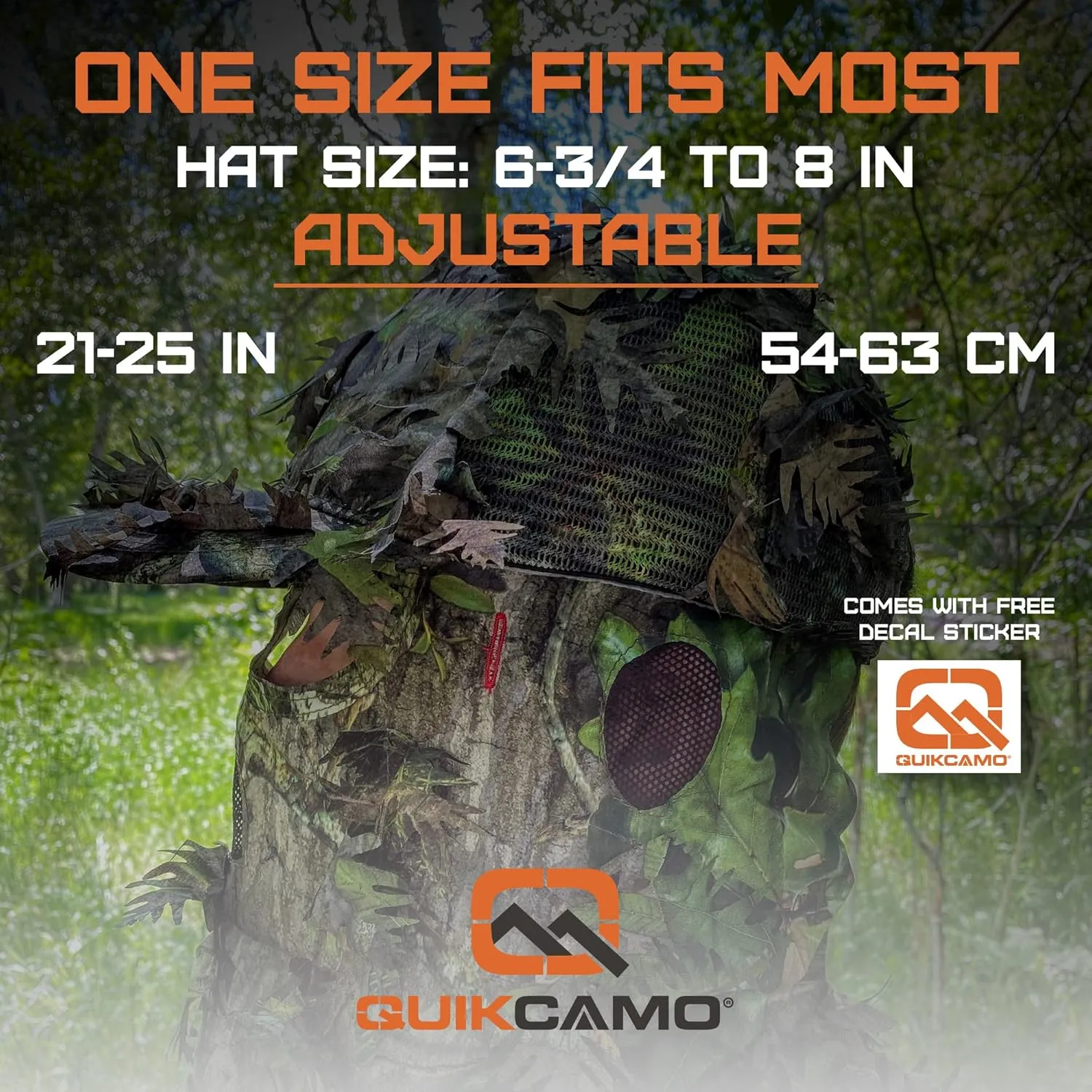 QuikCamo Lightweight 3D Leafy Camo Face Mask & Hat for Hunting, OSFM Adjustable Camouflage Hat, Mossy Oak & Realtree