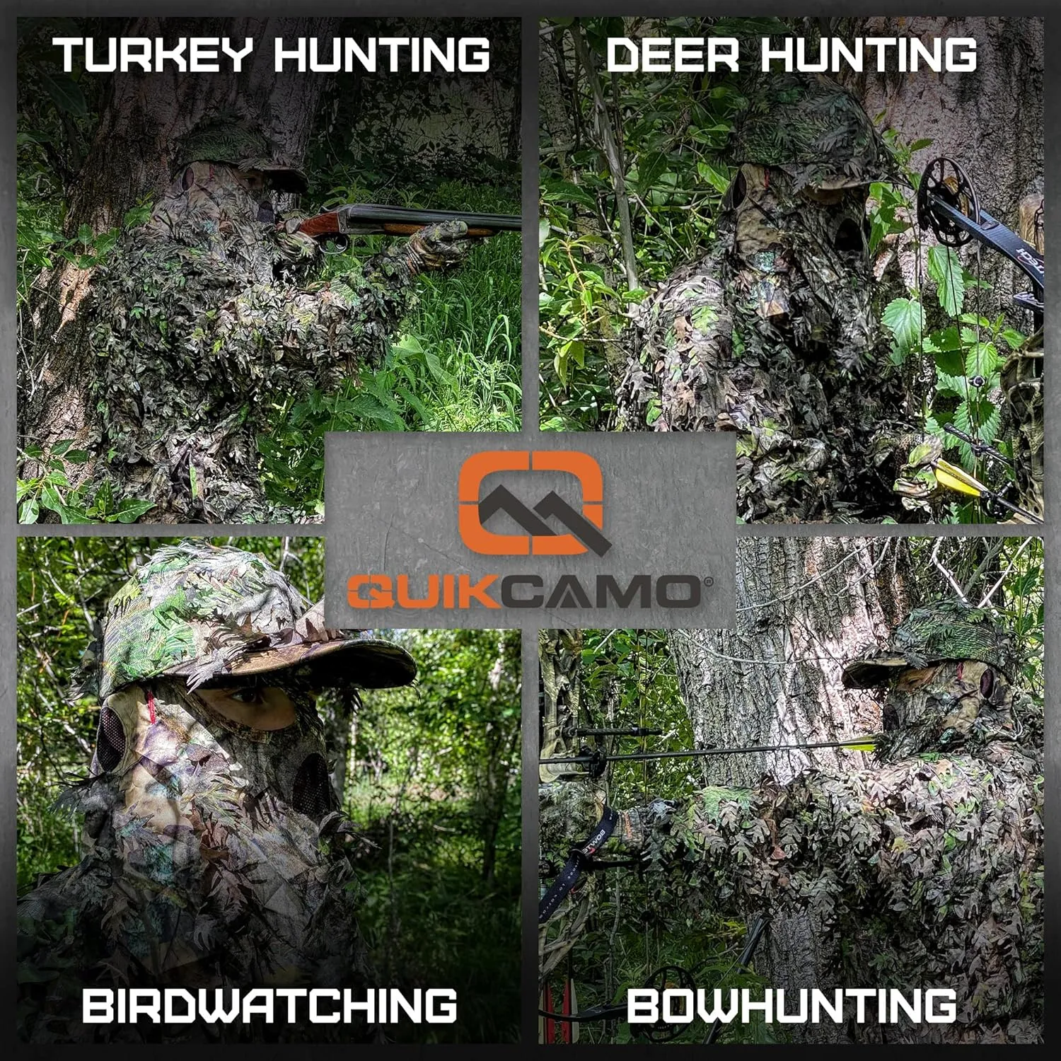 QuikCamo Lightweight 3D Leafy Camo Face Mask & Hat for Hunting, OSFM Adjustable Camouflage Hat, Mossy Oak & Realtree
