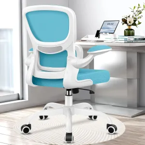 Razzor Ergonomic Desk Chair with Lumbar Support and Adjustable Armrests, Breathable Mesh Mid Back Computer Chair, Reclining Office Chair for Home Office - Blue