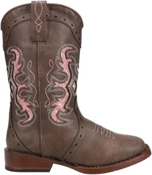 ROPER Kids Girls Lexi Rhinestone Square Toe Casual Boots Mid Calf - Brown