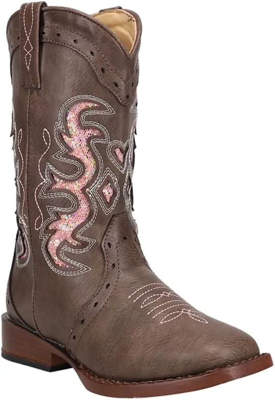 ROPER Kids Girls Lexi Rhinestone Square Toe Casual Boots Mid Calf - Brown
