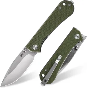 S13 Kumpanter Small Folding Pocket Knife - 3 Inch D2 Folding knife and G10 EDC Pocket Knife with Clip - Pocket knives & Folding Knives for Men and Women - OD Green