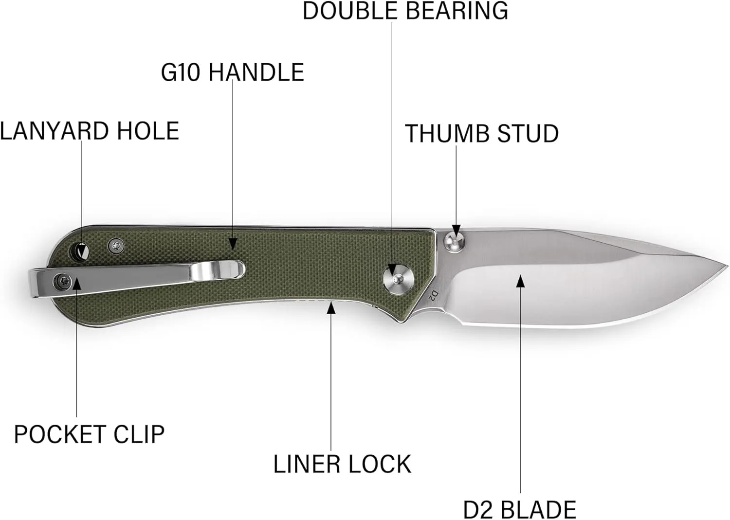 S13 Kumpanter Small Folding Pocket Knife - 3 Inch D2 Folding knife and G10 EDC Pocket Knife with Clip - Pocket knives & Folding Knives for Men and Women - OD Green