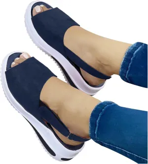 Sandals for Women Dressy Summer 2023 Casual Open Toe Sandals Ankle Strap Open Toe Espadrilles Wedge Sandals (A/Blue, 6.5)