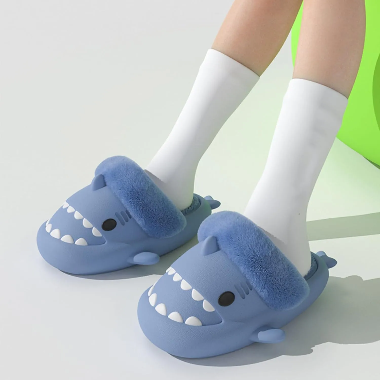 Shark Polar Flip Flops for Kids, Shark Slides Kids, Waterproof Winter Slippers, with Removable Plush Insole