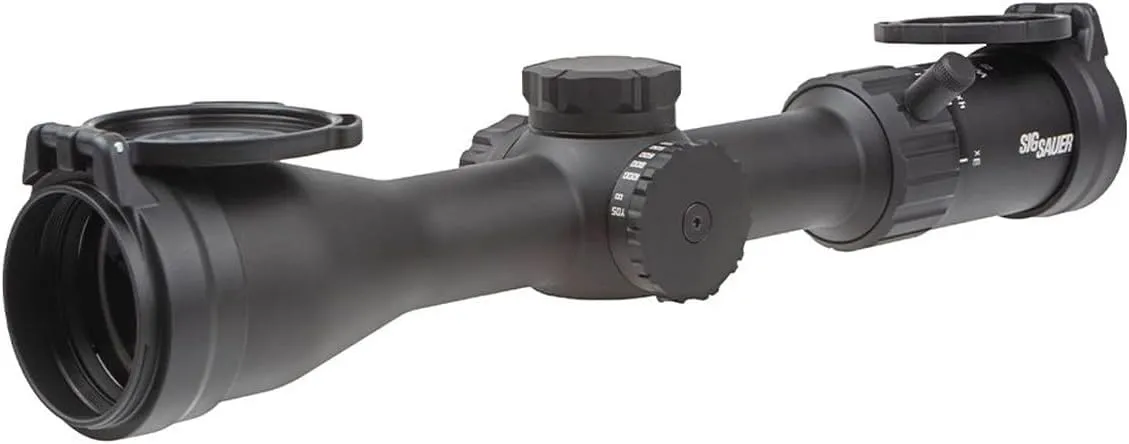 SIG SAUER WHISKEY4 3-12X44mm 30mm Tube SFP Durable Lightweight Precise Waterproof Black Hunting Riflescope, Flip-Back Caps & Throw Lever Included