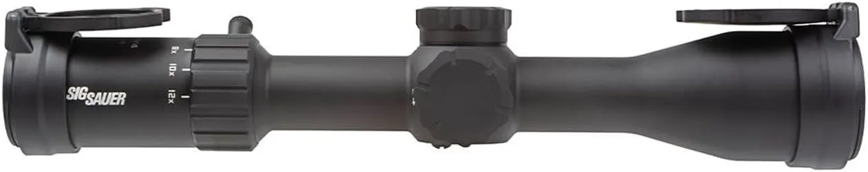 SIG SAUER WHISKEY4 3-12X44mm 30mm Tube SFP Durable Lightweight Precise Waterproof Black Hunting Riflescope, Flip-Back Caps & Throw Lever Included