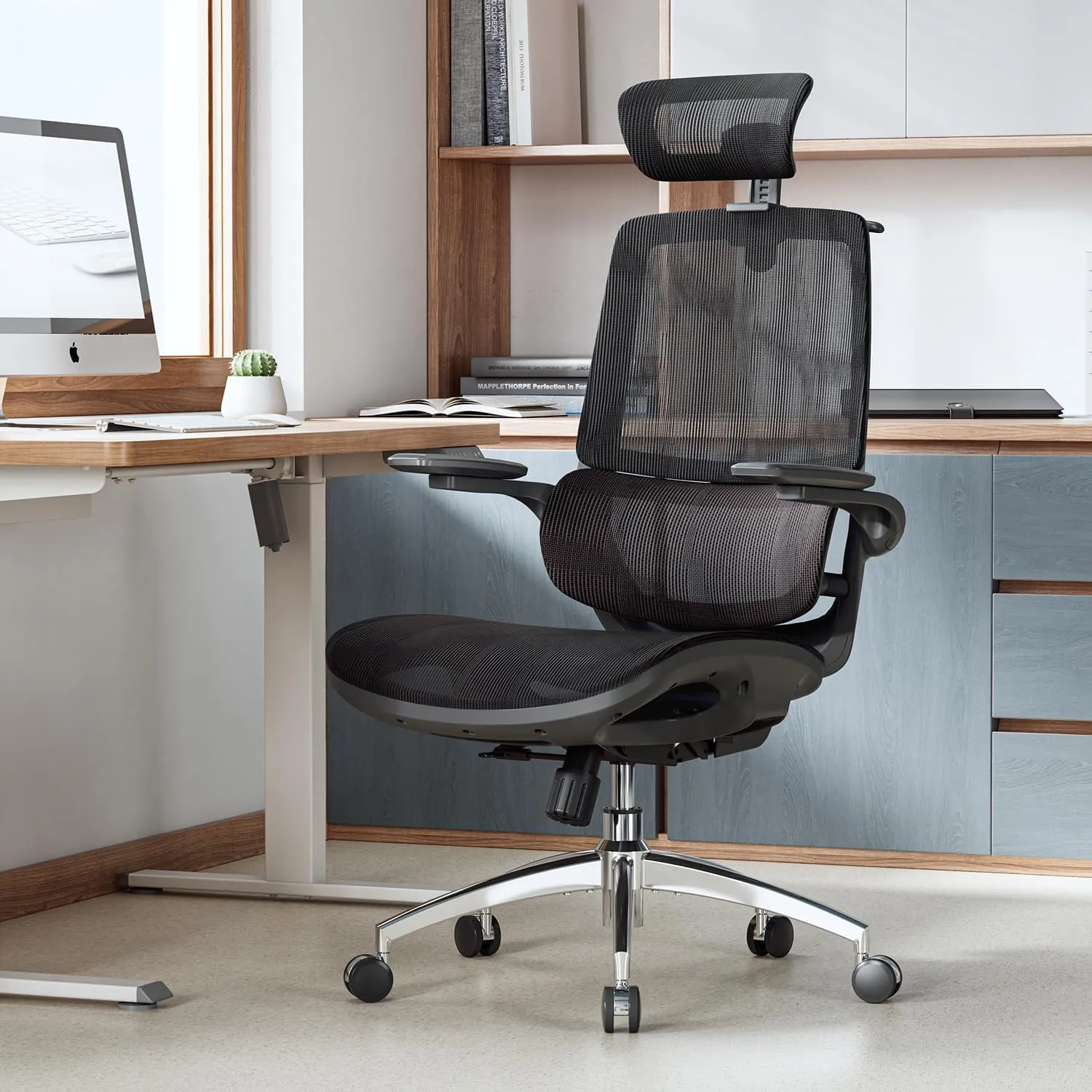 SIHOO M59AS Ergonomic Office Chair, Desk Chair with 3D Flip-up Armrests, Computer Chair with Dual Back Design and Adaptive Dynamic Lumbar Support