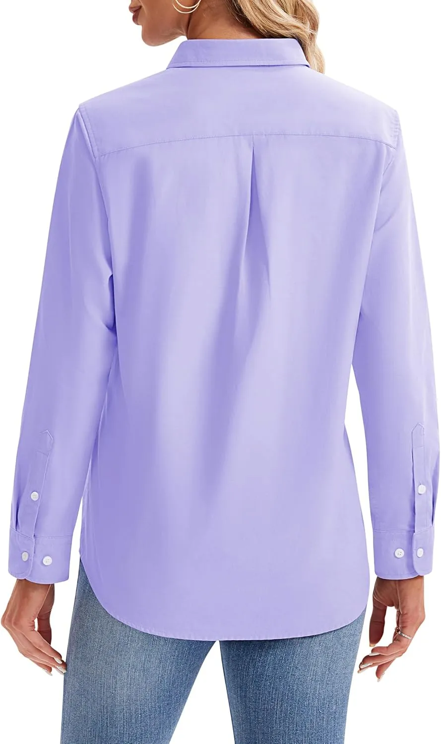 siliteelon Womens Button Down Shirts Long Sleeve Collared Office Work Blouses Tops with Pocket Oxford Shirts