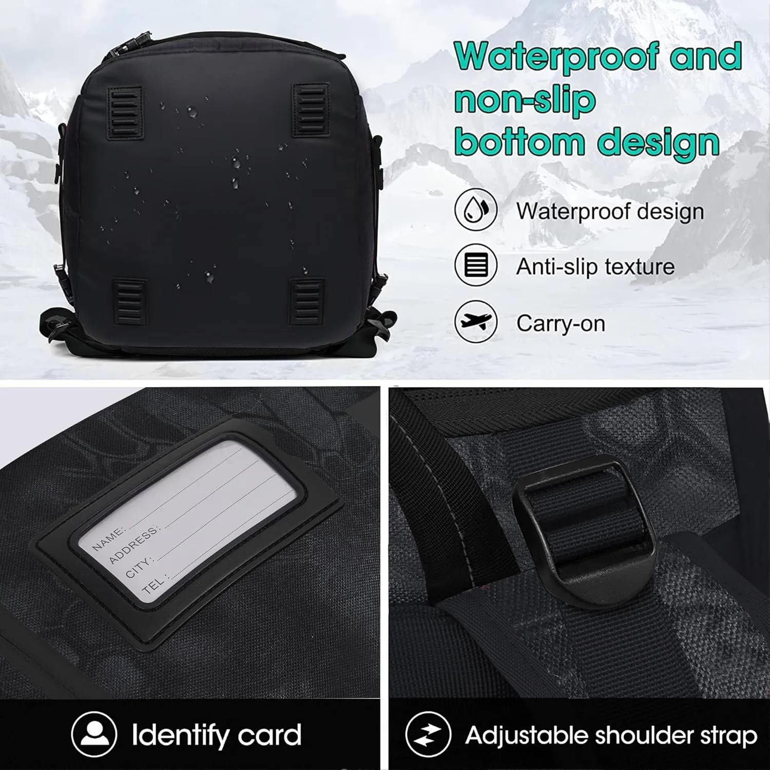 Ski Boot Bag, 55L Waterproof Ski and Snowboard Boots Travel Backpack for Skis, Snowboard, Ski Helmet, & Accessories