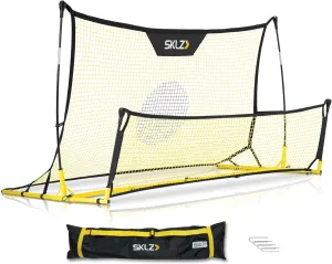 SKLZ Quickster Soccer Trainer - Dual-Sided Rebounder for Solo Passing, Receiving, Trapping Practice - Large & Small Rebound Net - Weather Resistant - Adjustable Frame, Metal Stakes & Carry Bag