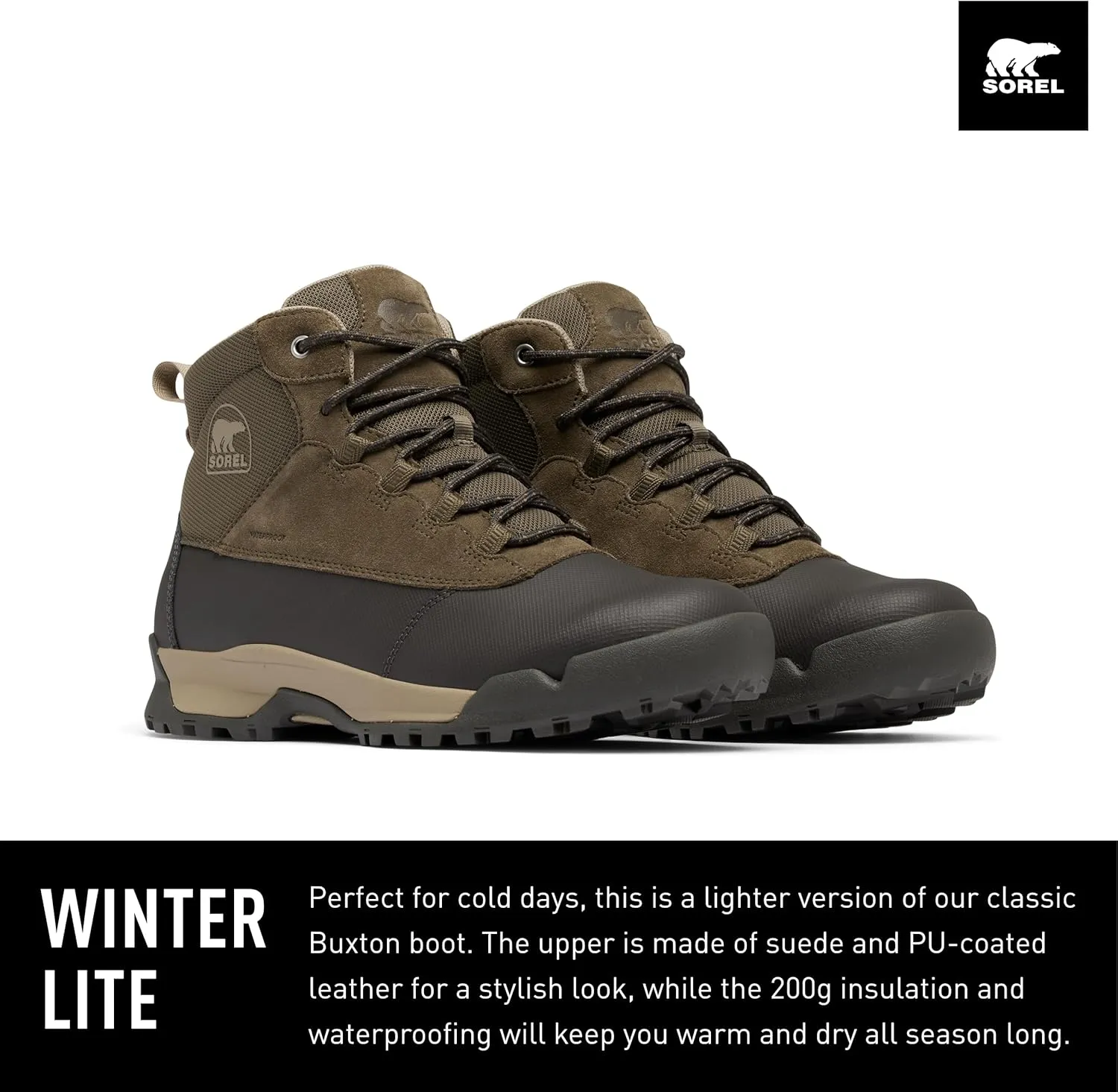 SOREL Men's Buxton Lite Lace Plus Waterproof Boot
