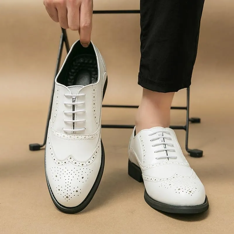 Spring Breathable Comfortable Walking Shoes British Style Classic Business Dress Leather Shoes Casual Lace-up Brogue Oxford