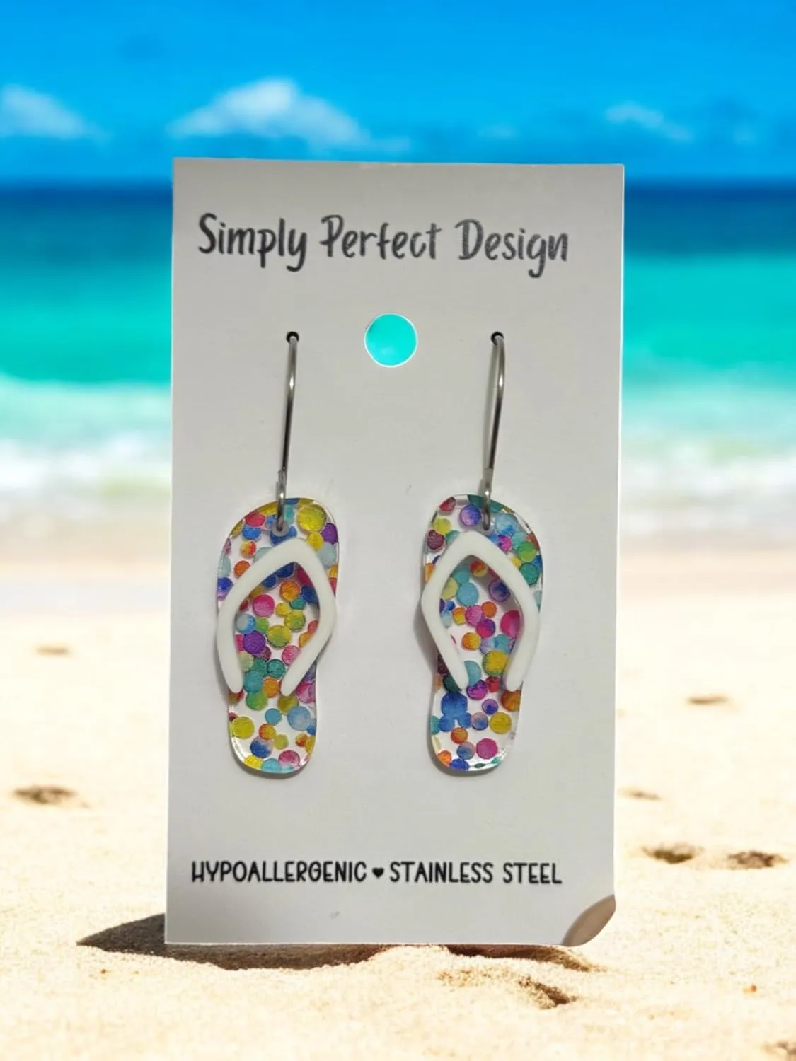 Starfish Flip Flop Sandals Earrings for Women – Hypoallergenic Handmade Jewelry - Beach-Inspired Dangle Earrings – Unique Gifts for Her, Mom, or Daughter – Summer Vacation Style