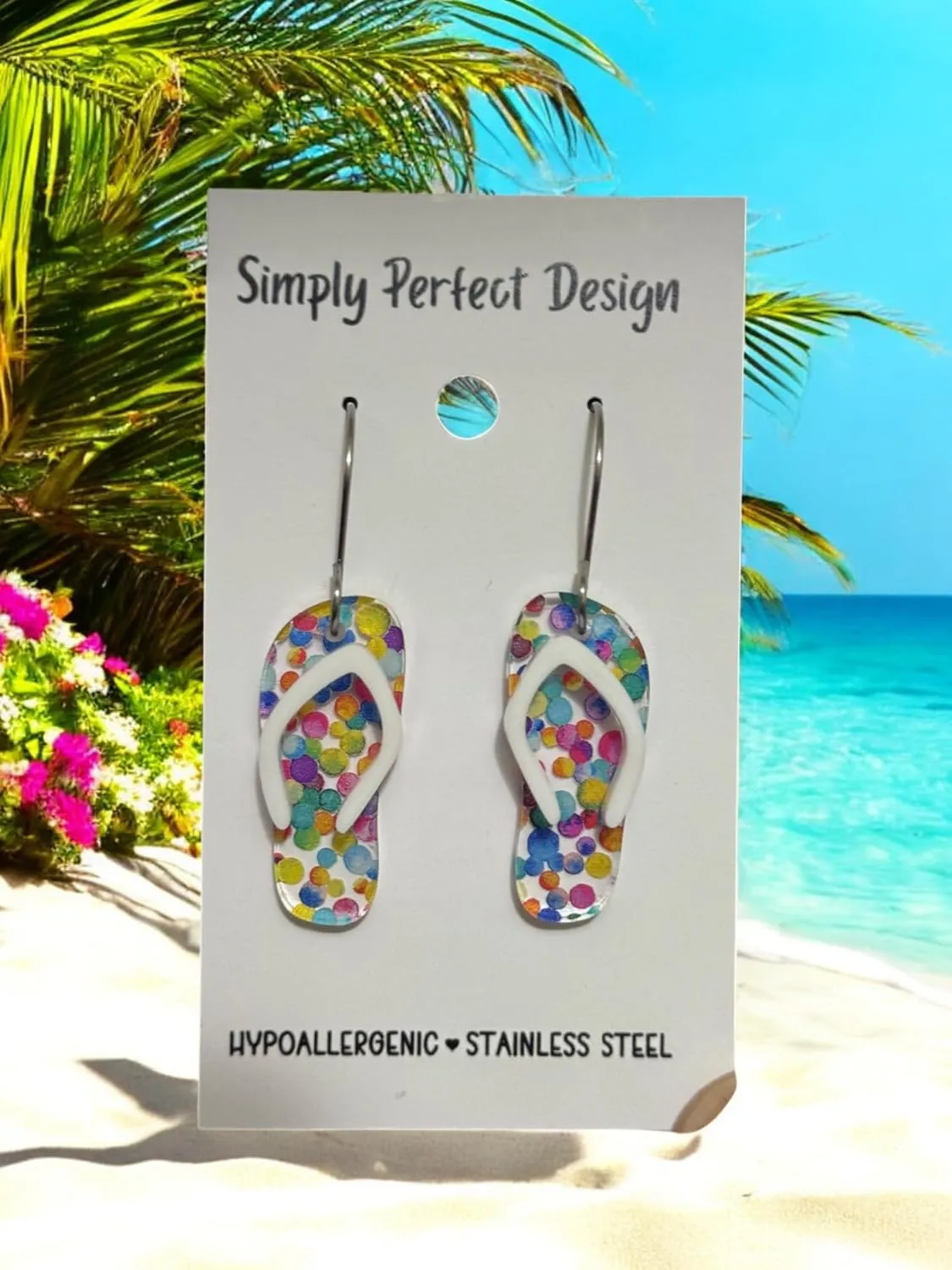Starfish Flip Flop Sandals Earrings for Women – Hypoallergenic Handmade Jewelry - Beach-Inspired Dangle Earrings – Unique Gifts for Her, Mom, or Daughter – Summer Vacation Style