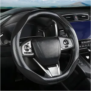 Steering Wheel Cover for Women and Men, Carbon Fiber Plush Steering Wheel Cover Soft Anti-Slip Comforting, Universal 15 Inches Steering Wheels Accessories (Carbon Fiber Black)