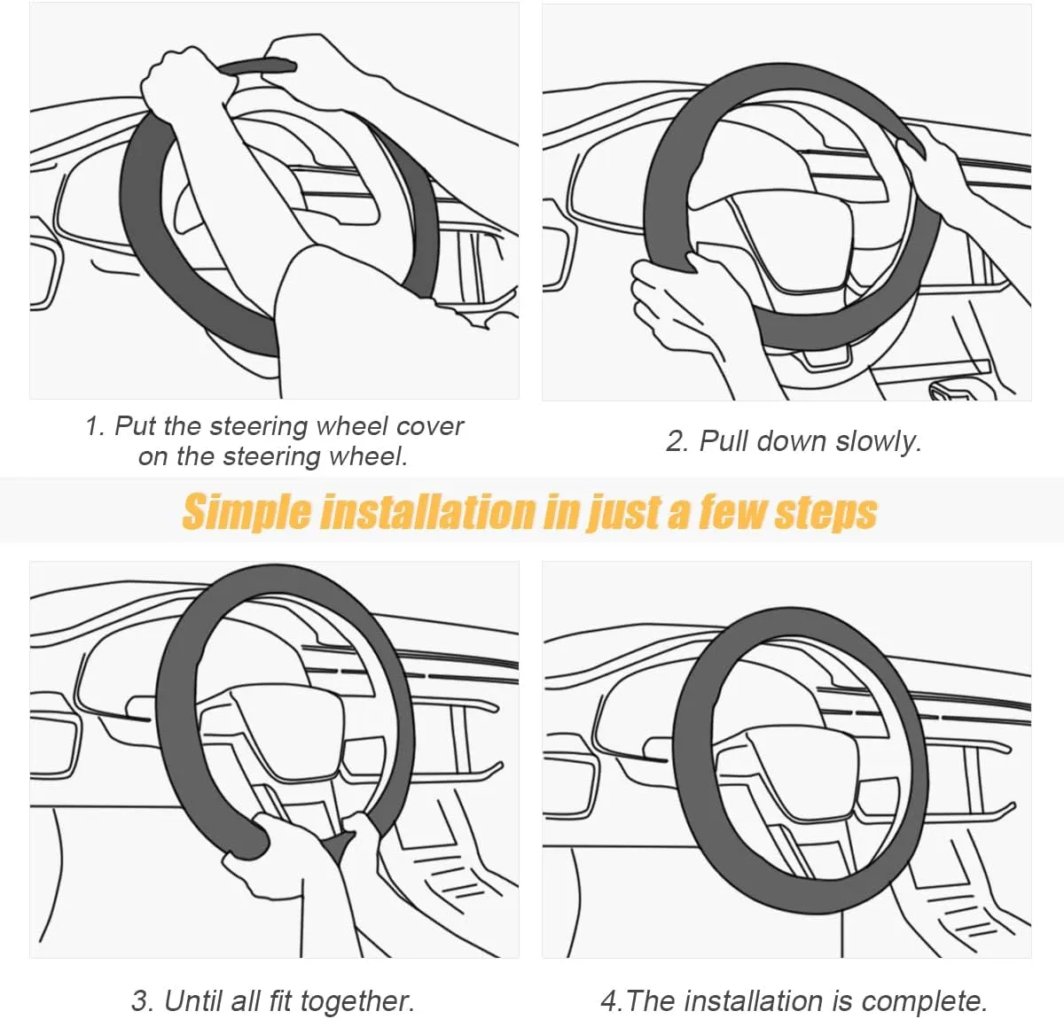 Steering Wheel Cover for Women and Men, Carbon Fiber Plush Steering Wheel Cover Soft Anti-Slip Comforting, Universal 15 Inches Steering Wheels Accessories (Carbon Fiber Black)