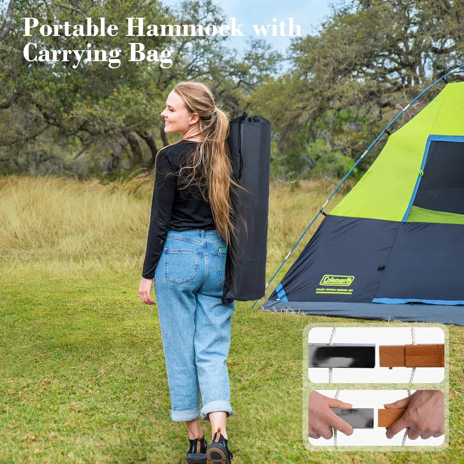 SUNCREAT Hammocks Free Standing Hammock for Outside, Heavy Duty Stand Alone Hammock with Frame, Patent Pending, Navy