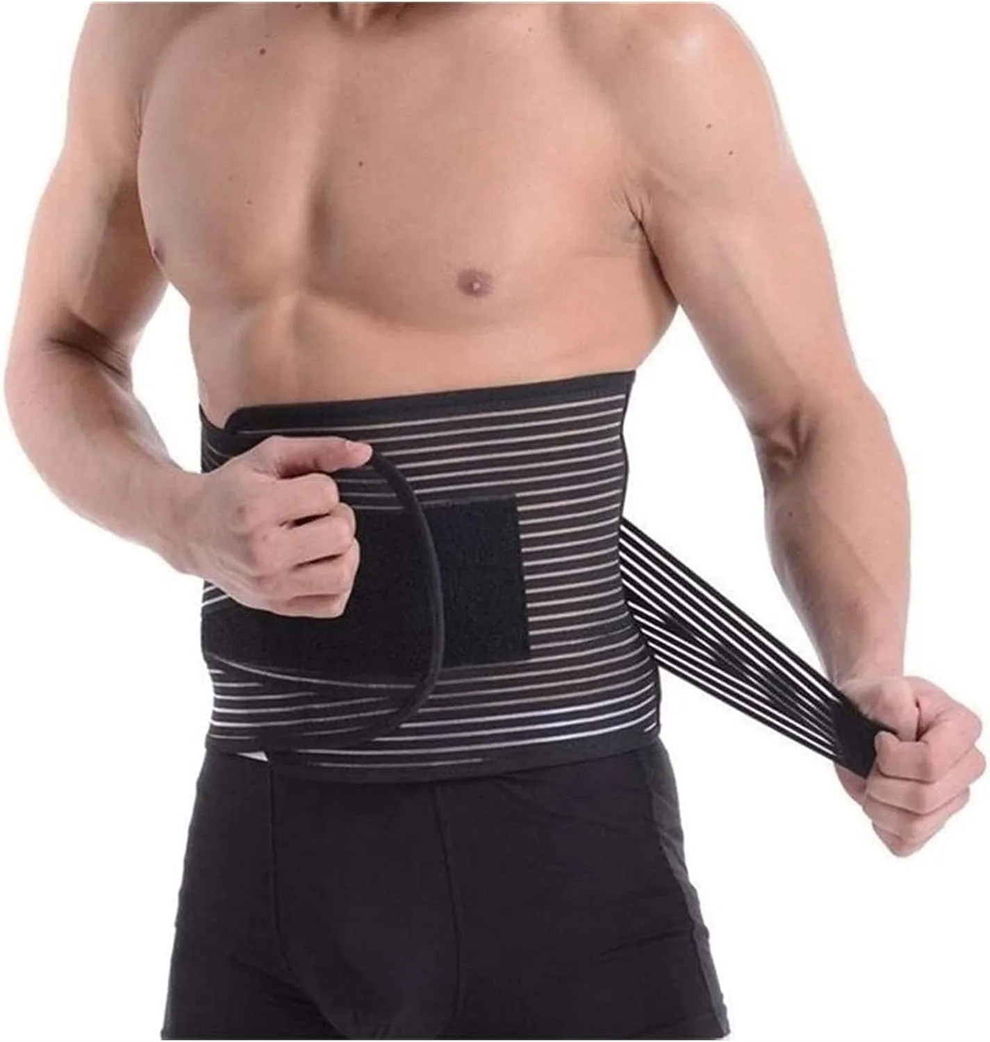 Support Straps Lower Back Belt Lumbar Support Belt Sexy Slimming Waistband Fitness Waist Trainer Relief Lumbar Support,Black-Large