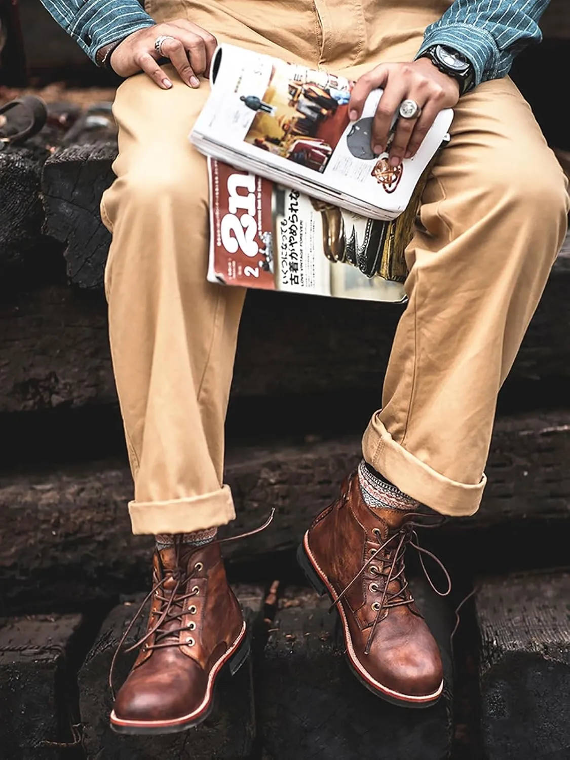 Tanner Shoes Men, Full-Grain Leather Oxford with Non Slip Rubber Sole, Tanner High-Top Oxford Shoes Men for Work and Leisure