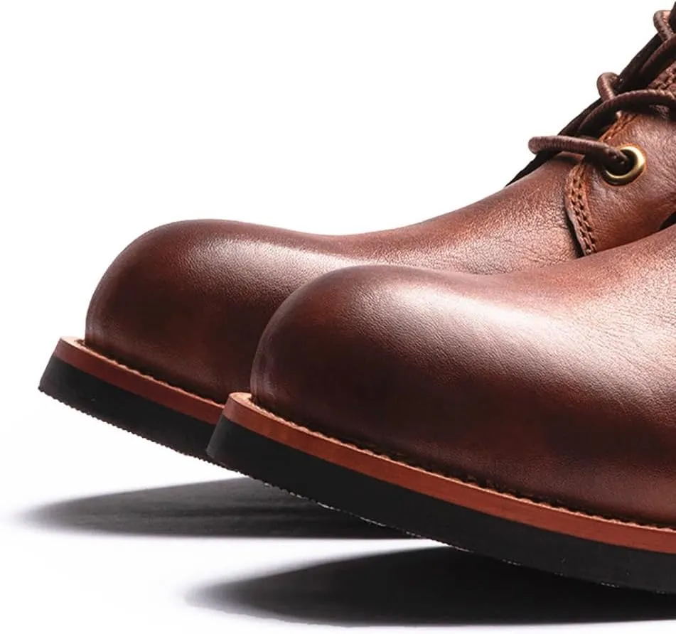 Tanner Shoes Men, Full-Grain Leather Oxford with Non Slip Rubber Sole, Tanner High-Top Oxford Shoes Men for Work and Leisure