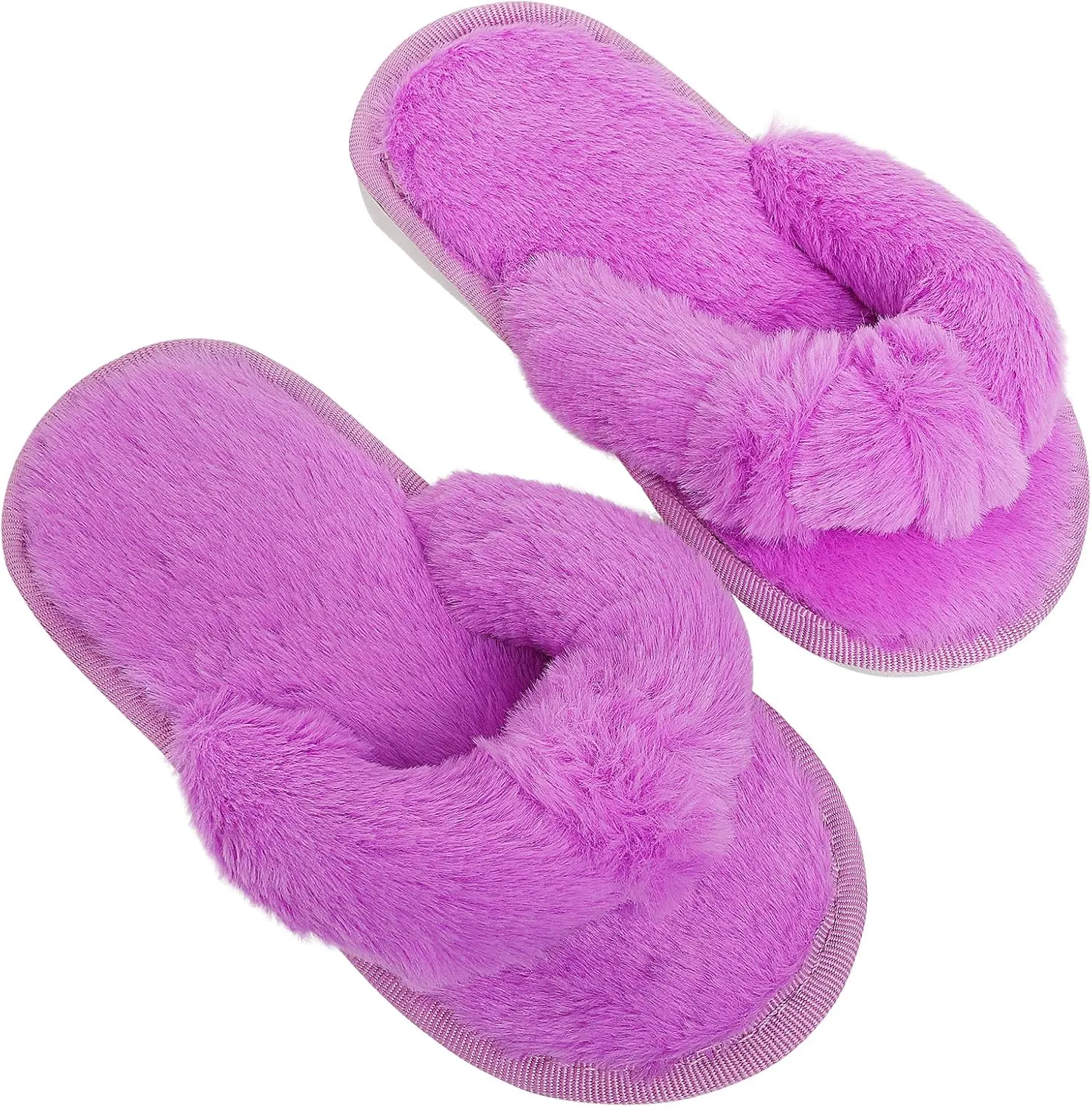 techcity Boys Girls Fuzzy Flip Flop Slippers Kids Cute Soft Comfy Open Toe Fluffy Slip On Thong Flat Sandals House Home Fur Slides Indoor Outdoor
