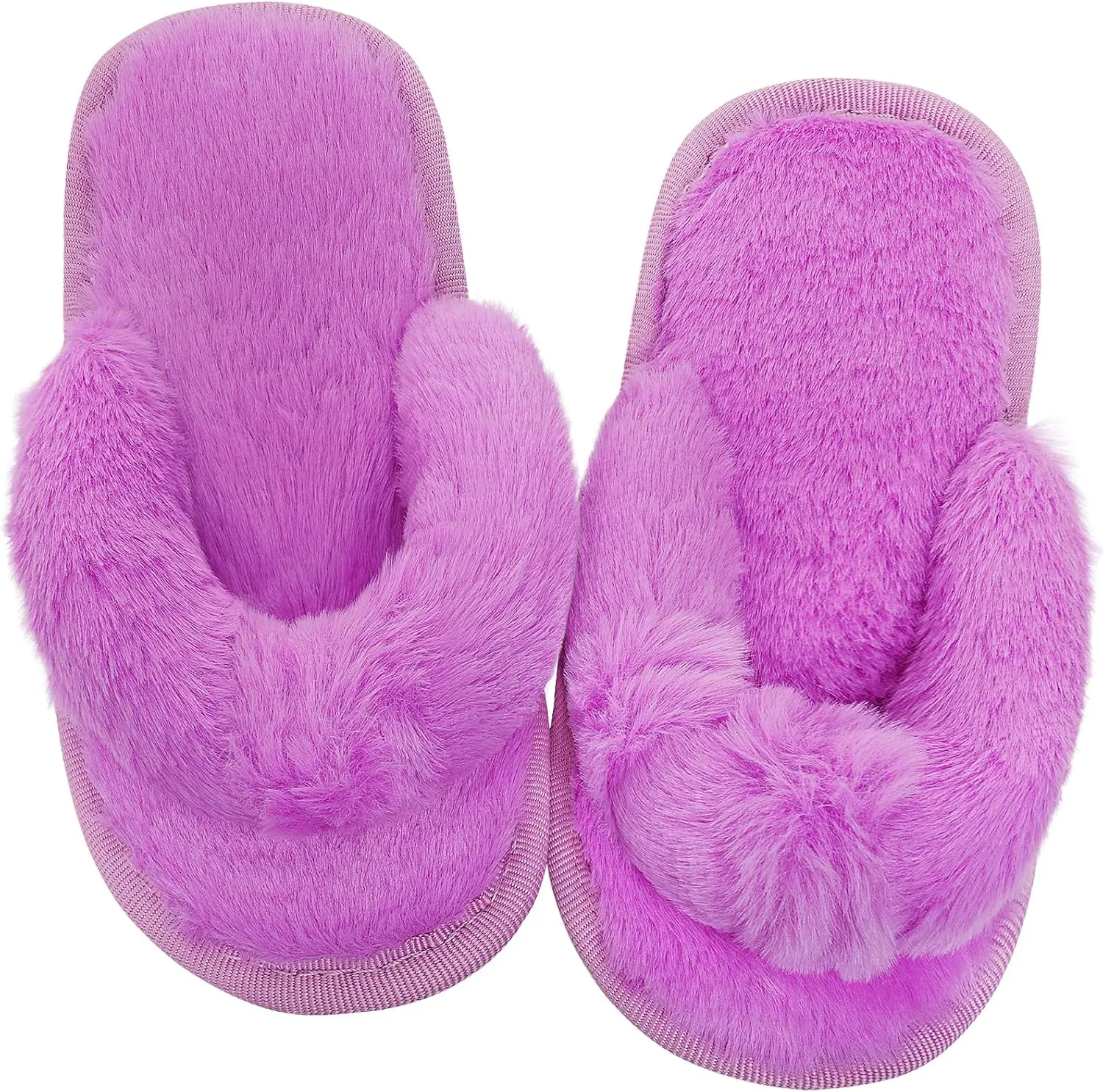 techcity Boys Girls Fuzzy Flip Flop Slippers Kids Cute Soft Comfy Open Toe Fluffy Slip On Thong Flat Sandals House Home Fur Slides Indoor Outdoor