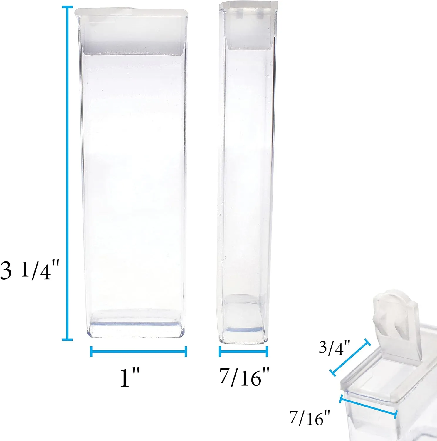 The Beadsmith Clear Plastic Boxes - Rectangle with a Flip Top Cap - 7/16” x 1” x 3-1/4” - Use for Beads, Bath Salts, Wedding & Party Favors, Home or Office Storage - Bag of 100