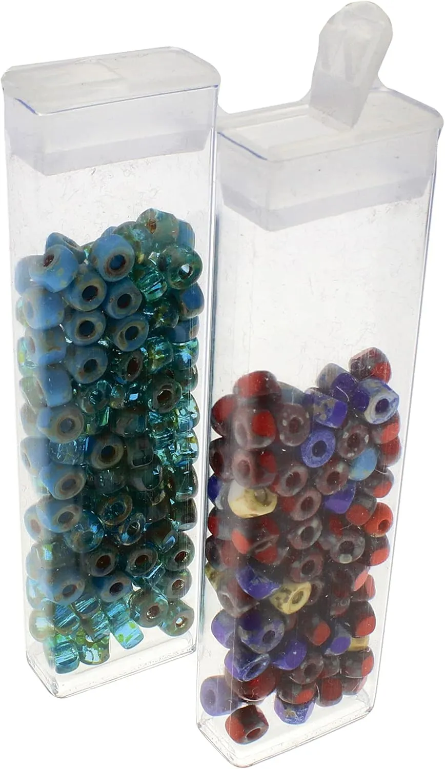 The Beadsmith Clear Plastic Boxes - Rectangle with a Flip Top Cap - 7/16” x 1” x 3-1/4” - Use for Beads, Bath Salts, Wedding & Party Favors, Home or Office Storage - Bag of 100