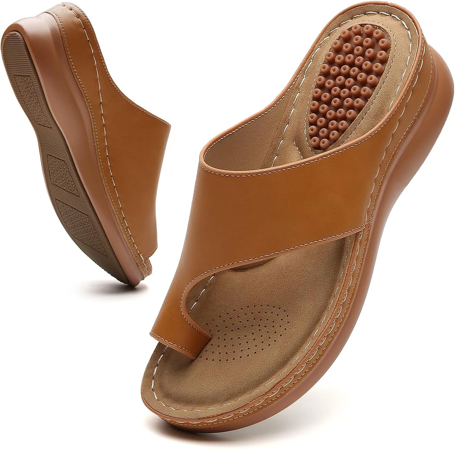 Tilocow Sandals Women Wedge Shoes - Orthopedic Comfortable Arch Support Platform Sandals for Women Wedge Summer Dressy Flip Flop Casual Bunion Breathable Shoes