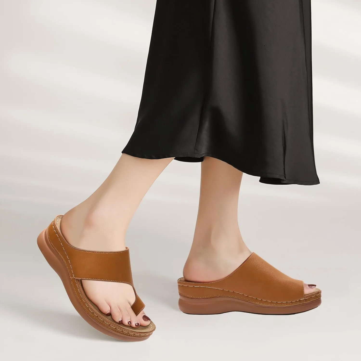 Tilocow Sandals Women Wedge Shoes - Orthopedic Comfortable Arch Support Platform Sandals for Women Wedge Summer Dressy Flip Flop Casual Bunion Breathable Shoes