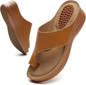 Tilocow Sandals Women Wedge Shoes - Orthopedic Comfortable Arch Support Platform Sandals for Women Wedge Summer Dressy Flip Flop Casual Bunion Breathable Shoes
