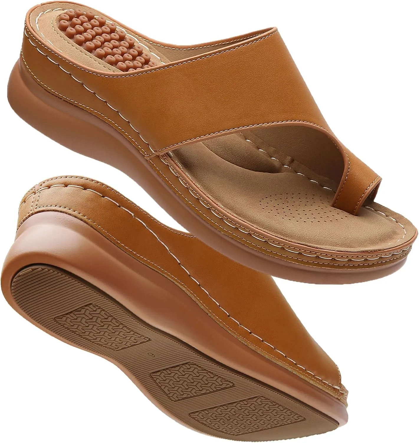 Tilocow Sandals Women Wedge Shoes - Orthopedic Comfortable Arch Support Platform Sandals for Women Wedge Summer Dressy Flip Flop Casual Bunion Breathable Shoes