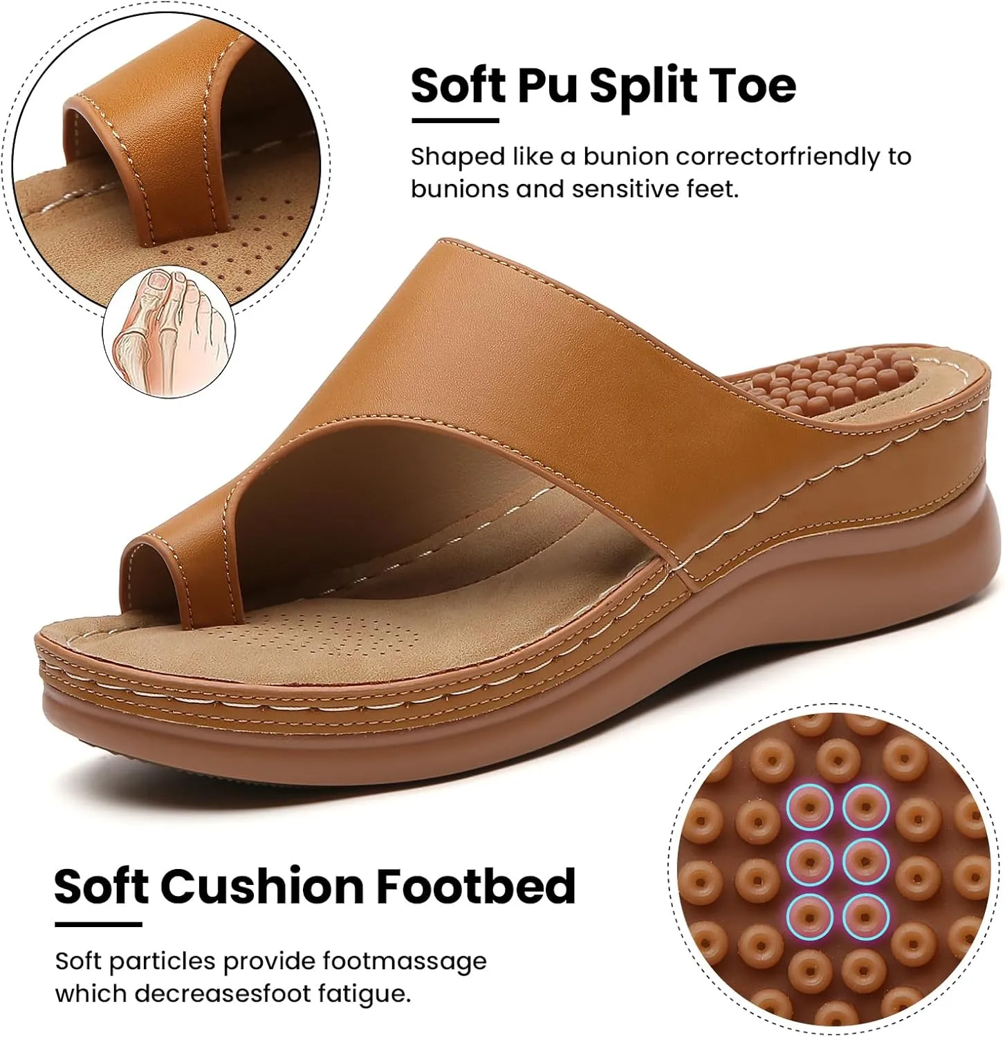 Tilocow Sandals Women Wedge Shoes - Orthopedic Comfortable Arch Support Platform Sandals for Women Wedge Summer Dressy Flip Flop Casual Bunion Breathable Shoes